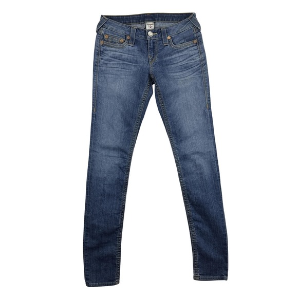 True Religion Jeans Womens 27 Blue Skinny Old Multi QT Cloudy Sky Stretch Denim - Picture 1 of 10